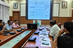 Sonitpur DC Ananda Kumar Das chairing the DDMA review meeting with district officials.