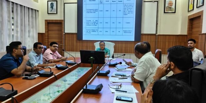 Sonitpur DC Ananda Kumar Das chairing the DDMA review meeting with district officials.