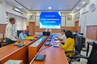 Sonitpur District Commissioner Ananda Kumar Das chairing a review meeting on campus placements and technical education in Tezpur.
