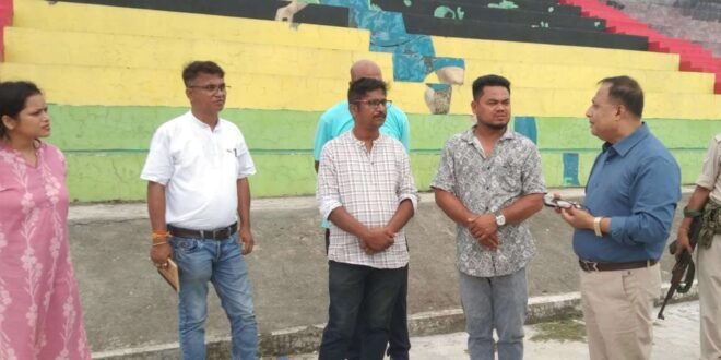 Sonitpur DC Inspected Ongoing Construction at Hazarapar Stadium in Tezpur